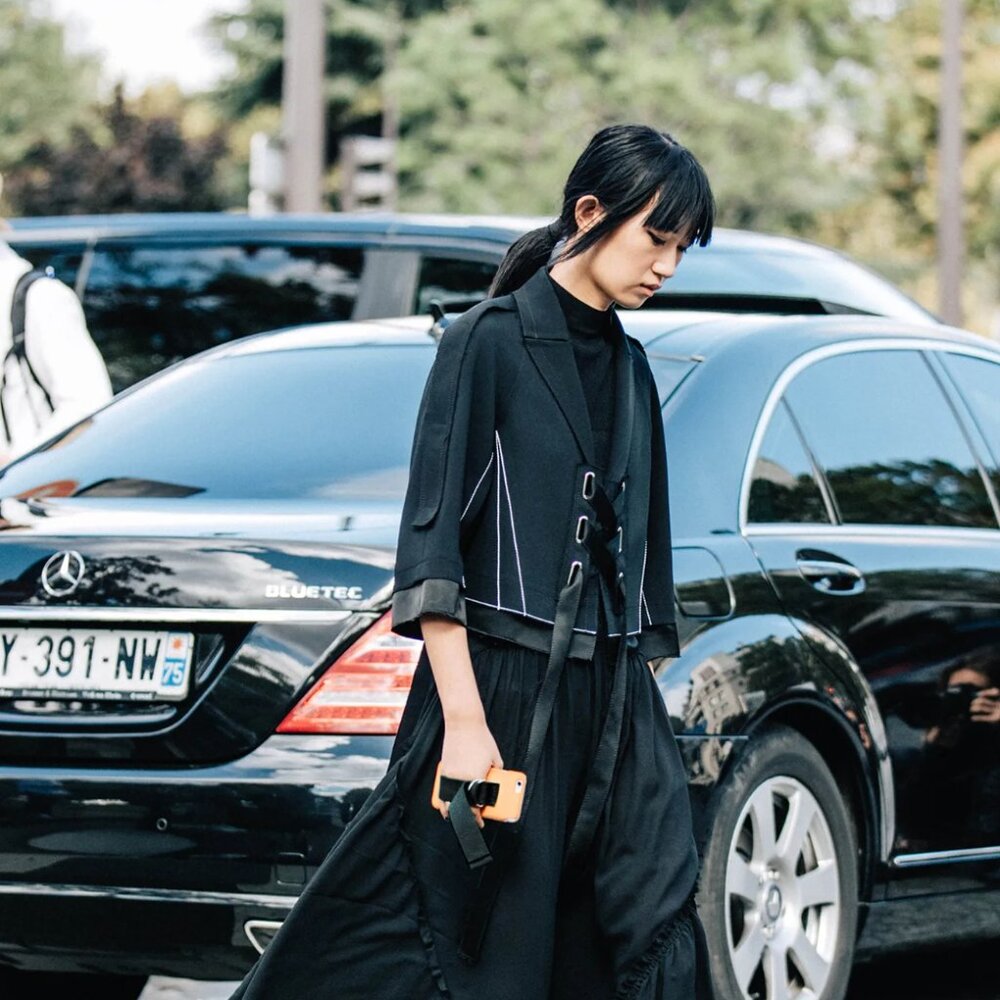 Cropped black jacket with White contrast stitching  XS